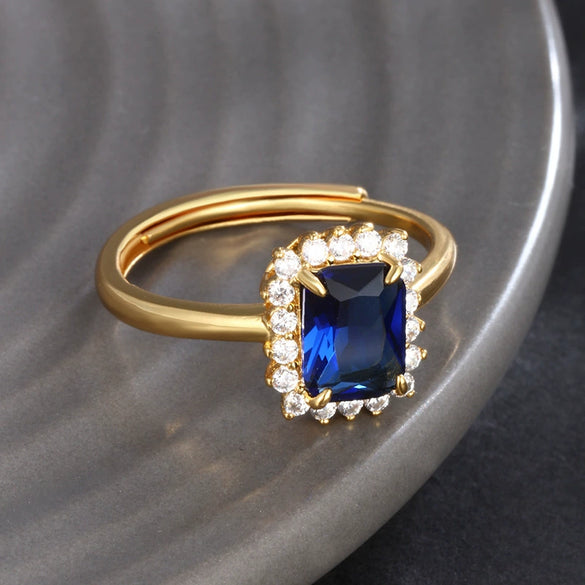 Jewelry Alloy Geometric Square Light Luxury Open Ring For Women Electroplated