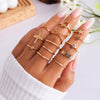 Jewelry Alloy Geometric Star Moon Diamond Ring Bracelet Set