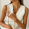 Jewelry Alloy Geometric Style Pearl Oil Drop Flower Ring Set Oval Chain Necklace With Electroplating