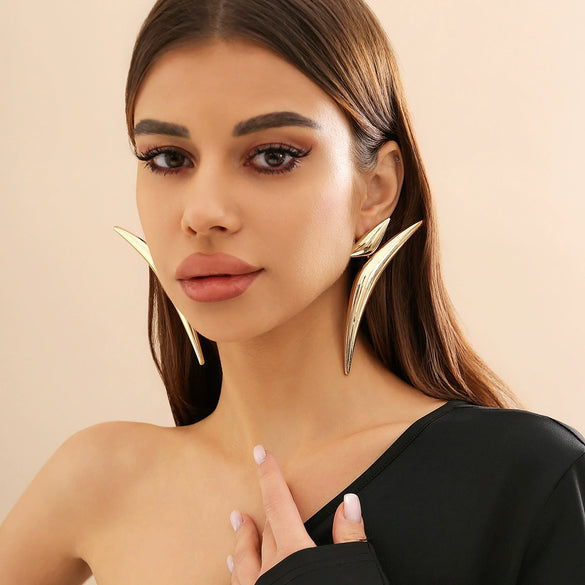 Jewelry Alloy Geometric Triangle Elbow Stud Earrings Electroplating For Women