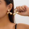 Jewelry Alloy Geometric Ushaped Spiral Stud Earrings For Women Electroplated