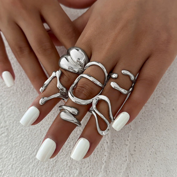 Jewelry Alloy Geometric Water Drop Hug Open Ring Electroplating For Women