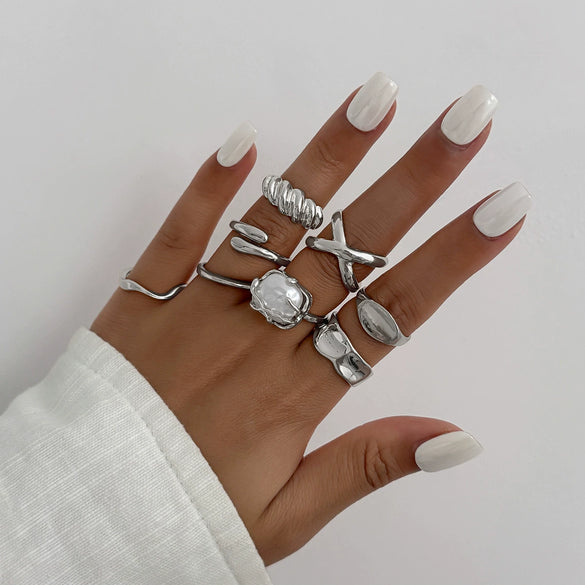 Jewelry Alloy Geometric Water Drop Hug Open Ring Electroplating For Women