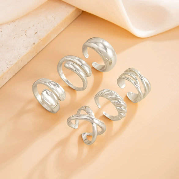 Jewelry Alloy Geometric Water Drop Hug Open Ring Electroplating For Women