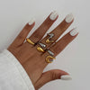 Jewelry Alloy Geometric Water Drop Hug Open Ring Electroplating For Women