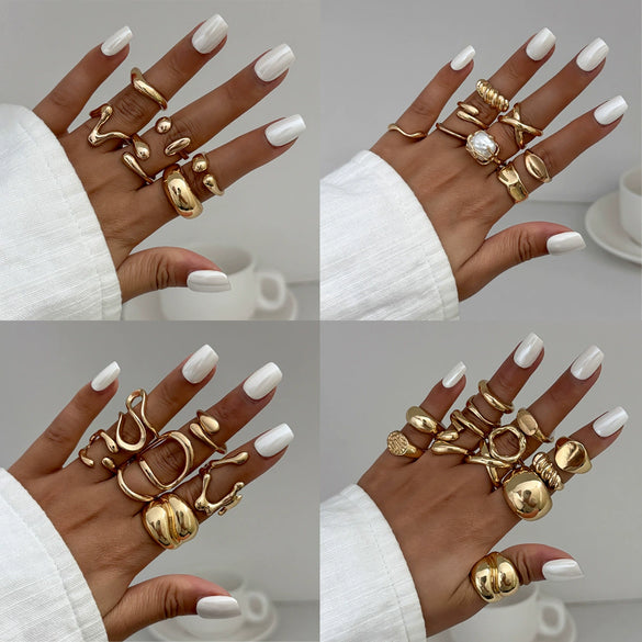 Jewelry Alloy Geometric Water Drop Hug Open Ring Electroplating For Women