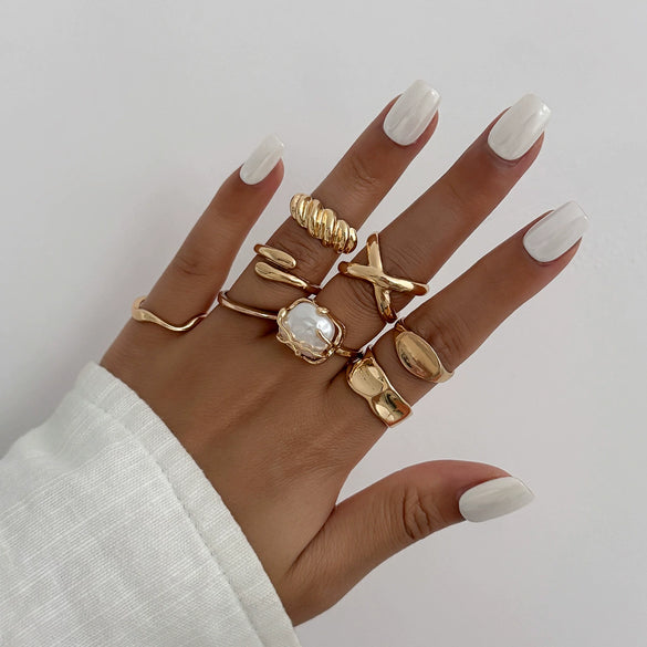 Jewelry Alloy Geometric Water Drop Hug Open Ring Electroplating For Women