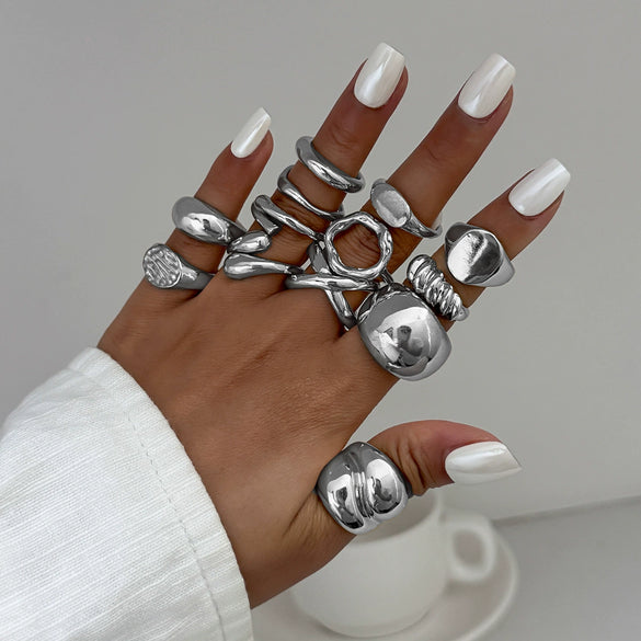 Jewelry Alloy Geometric Water Drop Hug Open Ring Electroplating For Women