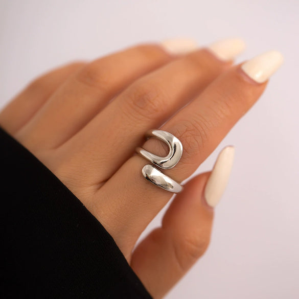 Jewelry Alloy Geometric Water Drop Hug Ring Electroplating Hip Hop Style For Women