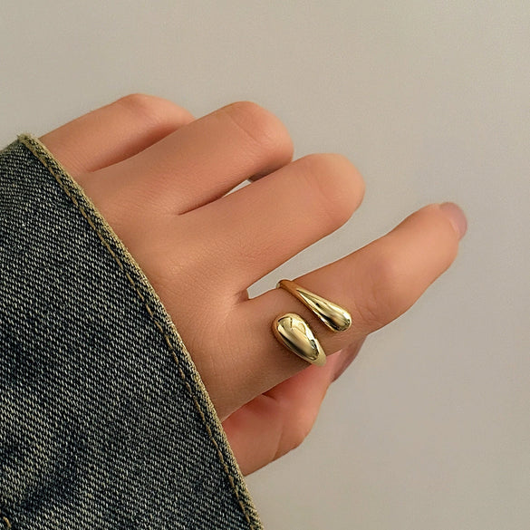 Jewelry Alloy Geometric Water Drop Hug Ring Electroplating Hip Hop Style For Women