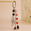 Jewelry Alloy Glass Bead Keychain With Bow And Fivepointed Star Fruit Pattern Electroplated