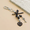 Jewelry Alloy Glass Bead Keychain With Bow And Fivepointed Star Fruit Pattern Electroplated