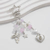 Jewelry Alloy Glass Bead Keychain With Bow And Fivepointed Star Fruit Pattern Electroplated