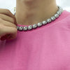 Jewelry Alloy Glass Geometric Square Diamondencrusted Cuban Chain Necklace Electroplated