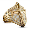 Jewelry Alloy Golden Shield Geometric Diamond Ring Unisex