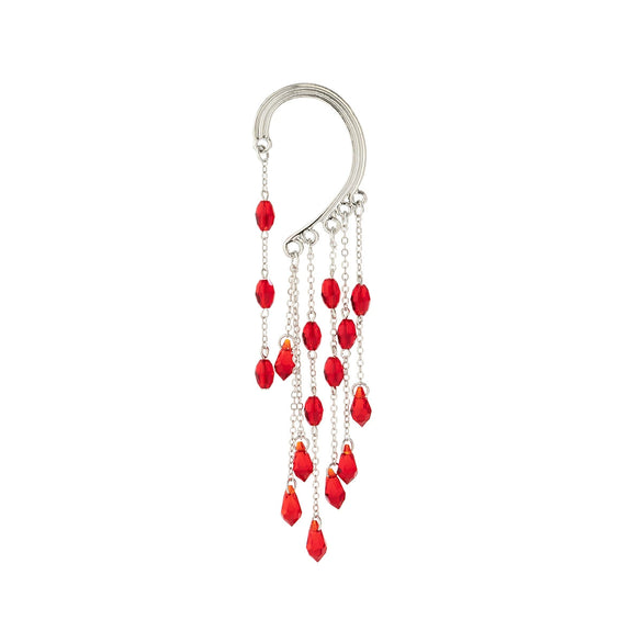 Jewelry Alloy Gothic Blood Drops Tassel Crystal Pendant Earrings For Women Electroplating