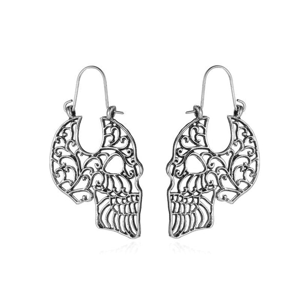 Jewelry Alloy Gothic Retro Cut Out Carved Skull Geometric Electroplated Women's Earrings