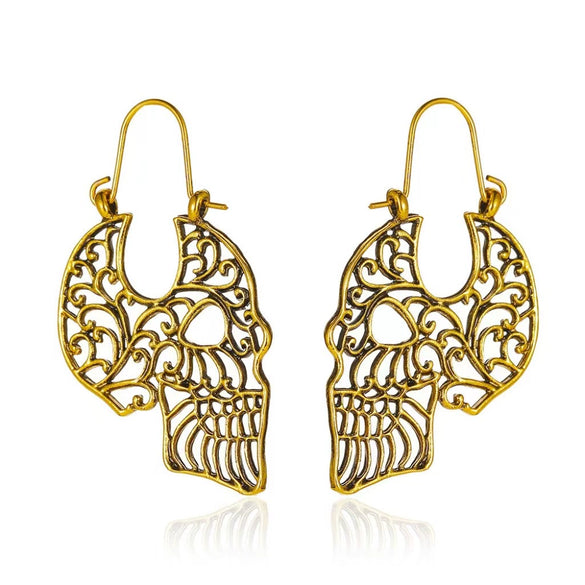 Jewelry Alloy Gothic Retro Cut Out Carved Skull Geometric Electroplated Women's Earrings