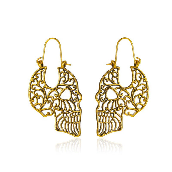 Jewelry Alloy Gothic Retro Cut Out Carved Skull Geometric Electroplated Women's Earrings