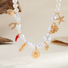 Jewelry Alloy Heart Geometric Clavicle Chain Electroplating Imitation Pearl Beaded Pendant Necklace Sweet Style