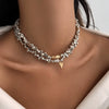 Jewelry Alloy Heart Geometric Clavicle Chain Electroplating Light Luxury Style