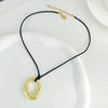 Jewelry Alloy Heart Geometric Hollow Pendant Necklace Women's Wax Rope Electroplating