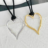 Jewelry Alloy Heart Geometric Hollow Pendant Necklace Women's Wax Rope Electroplating