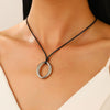 Jewelry Alloy Heart Geometric Hollow Pendant Necklace Women's Wax Rope Electroplating