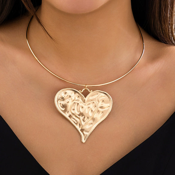 Jewelry Alloy Heart Geometric Pendant Collar Necklace For Women