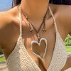 Jewelry Alloy Heart Geometric Pendant Necklace Electroplated Wax Line For Women