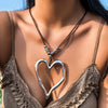 Jewelry Alloy Heart Geometric Pendant Necklace Electroplated Wax Line For Women