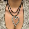 Jewelry Alloy Heart Geometric Pendant Necklace Electroplated Wax Line For Women