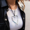 Jewelry Alloy Heart Geometric Pendant Necklace Electroplated Wax Line For Women