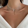 Jewelry Alloy Heart Pendant Necklace Sweet Style Electroplating Clavicle Chain Imitation Pearl Tassel