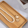 Jewelry Alloy Heart Pendant Pearl Chain Electroplating Sweet Style Women
