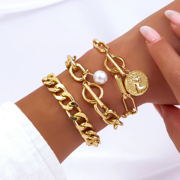 Jewelry Alloy Heart Rhinestone Beaded Bracelet Retro Light Luxury Style Electroplating