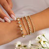 Jewelry Alloy Heart Rhinestone Beaded Bracelet Retro Light Luxury Style Electroplating