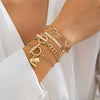 Jewelry Alloy Heart Shape Pendant Bracelet Hip Hop Punk Metal Style Electroplated