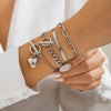 Jewelry Alloy Heart Shape Pendant Bracelet Hip Hop Punk Metal Style Electroplated