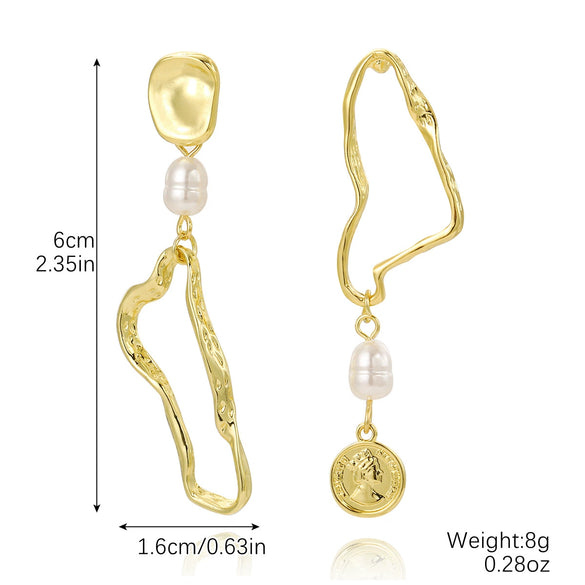 Jewelry Alloy Heart Shaped Exaggerated Baroque Pearl Women's Earrings