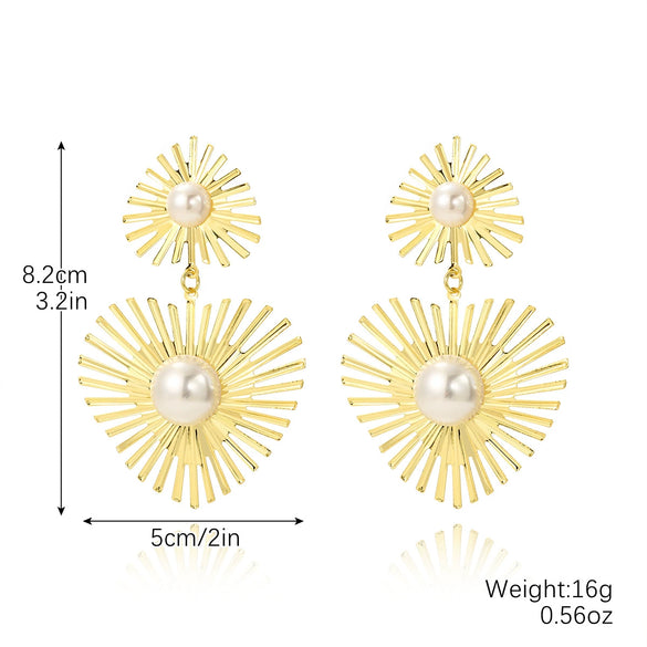 Jewelry Alloy Heart Shaped Exaggerated Baroque Pearl Women's Earrings