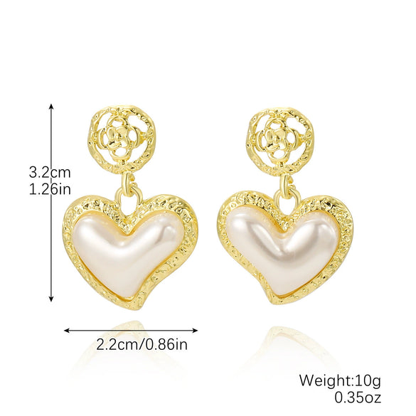 Jewelry Alloy Heart Shaped Exaggerated Baroque Pearl Women's Earrings