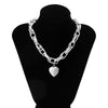 Jewelry Alloy Heart Shaped Pendant Cross Chain Necklace With Geometric Pattern And Electroplating Treatment For Women