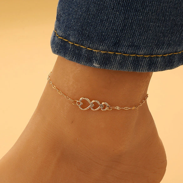 Jewelry Alloy Heart Shaped Women's Anklet Simple Fashion Bohemian Style