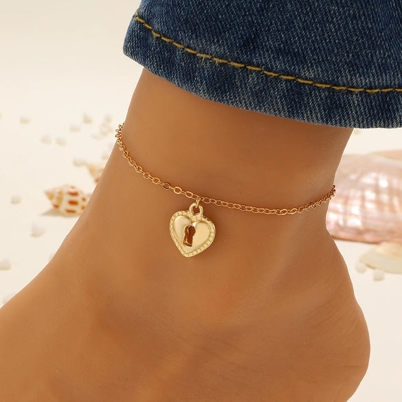 Jewelry Alloy Heart Shaped Women's Anklet Simple Fashion Bohemian Style