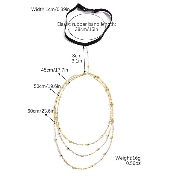 Jewelry Alloy Heart Thigh Chain Women's Bohemian Multilayer Elastic Rice Beads Style