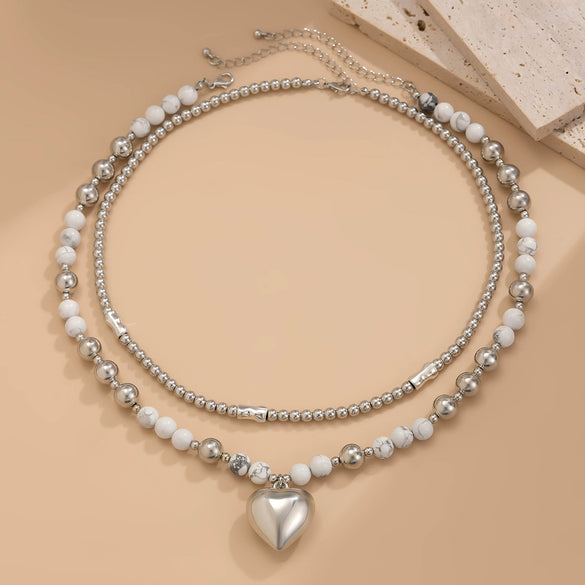 Jewelry Alloy Heartshaped Clavicle Chain With Electroplating Treatment