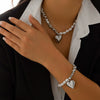 Jewelry Alloy Heartshaped Clavicle Chain With Electroplating Treatment