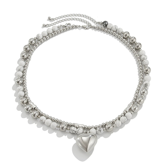 Jewelry Alloy Heartshaped Clavicle Chain With Electroplating Treatment
