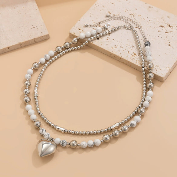 Jewelry Alloy Heartshaped Clavicle Chain With Electroplating Treatment